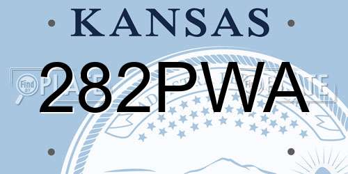 282PWA Kansas License Plate