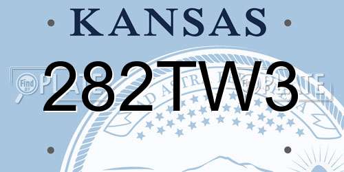 282TW3 Kansas License Plate