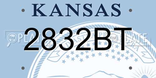 2832BT Kansas License Plate