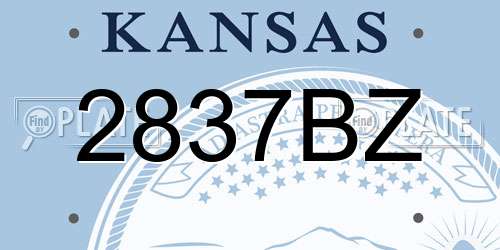 2837BZ Kansas License Plate