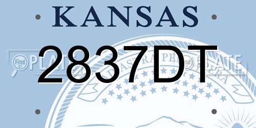 2837DT Kansas License Plate