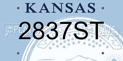 2837ST Kansas License Plate