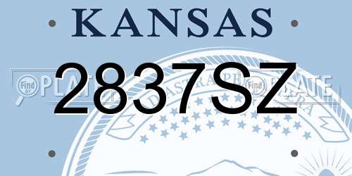 2837SZ Kansas License Plate