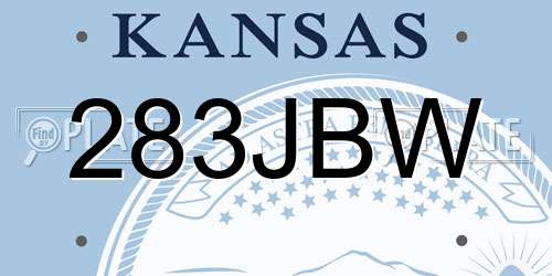 283JBW Kansas License Plate
