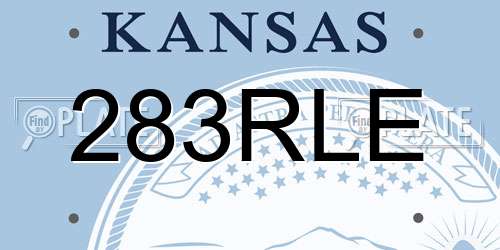 283RLE Kansas License Plate