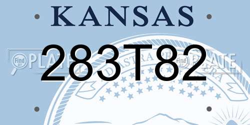 283T82 Kansas License Plate