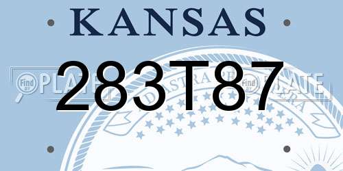 283T87 Kansas License Plate