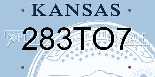 283TO7 Kansas License Plate