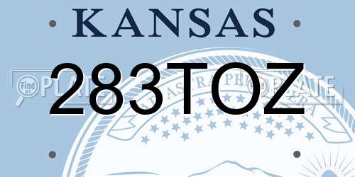 283TOZ Kansas License Plate
