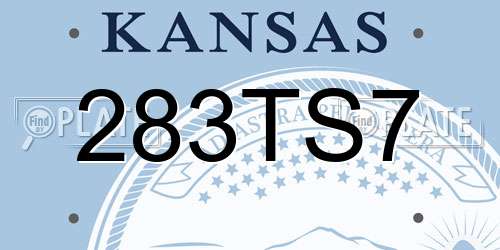 283TS7 Kansas License Plate