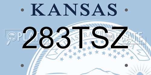 283TSZ Kansas License Plate