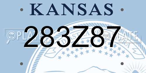 283Z87 Kansas License Plate