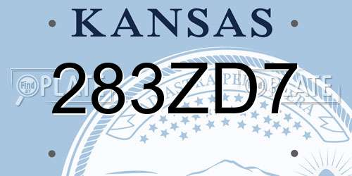 283ZD7 Kansas License Plate