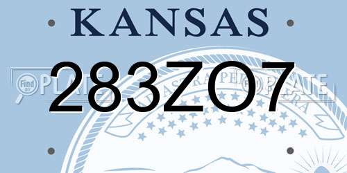 283ZO7 Kansas License Plate