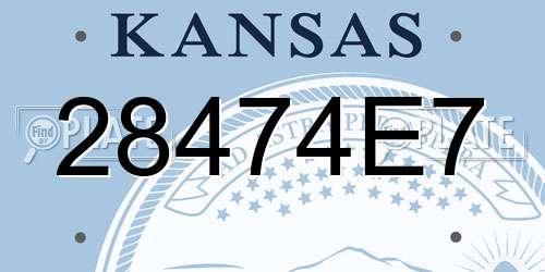 28474E7 Kansas License Plate
