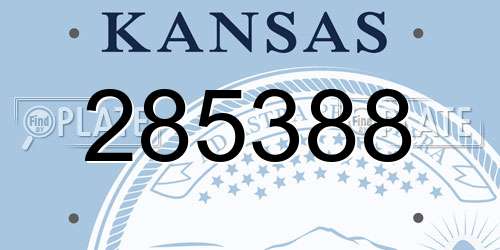285388 Kansas License Plate