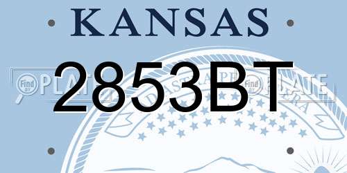 2853BT Kansas License Plate