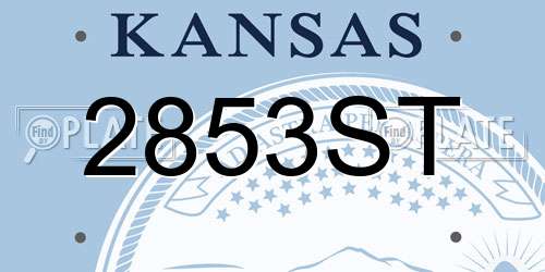2853ST Kansas License Plate