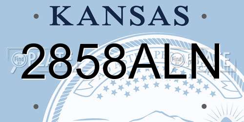 2858ALN Kansas License Plate