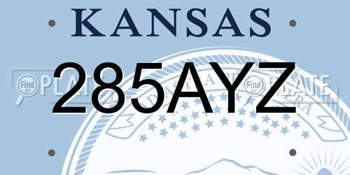 285AYZ Kansas License Plate