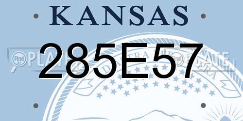 285E57 Kansas License Plate