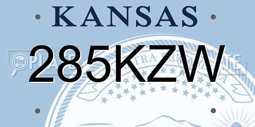 285KZW Kansas License Plate