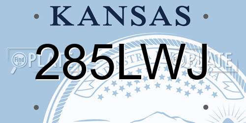 285LWJ Kansas License Plate