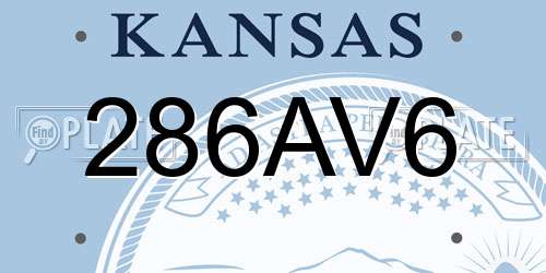 286AV6 Kansas License Plate