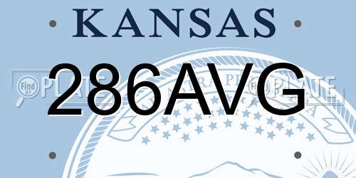 286AVG Kansas License Plate