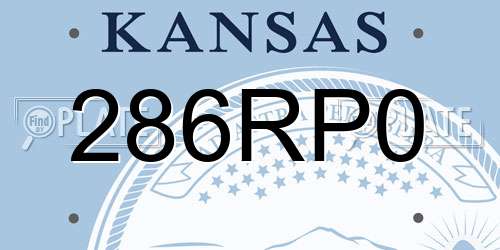 286RP0 Kansas License Plate
