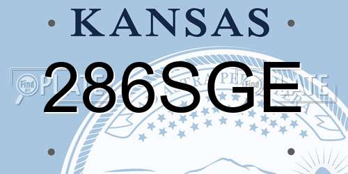 286SGE Kansas License Plate