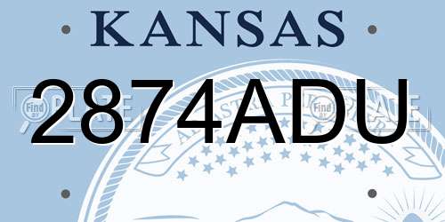 2874ADU Kansas License Plate