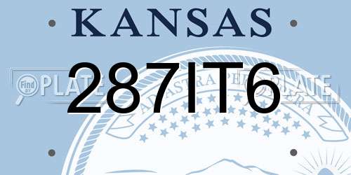 287IT6 Kansas License Plate