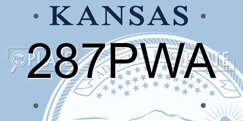 287PWA Kansas License Plate