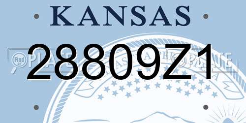 28809Z1 Kansas License Plate