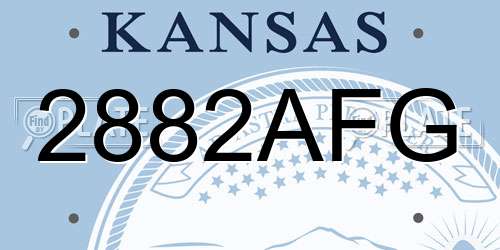2882AFG Kansas License Plate