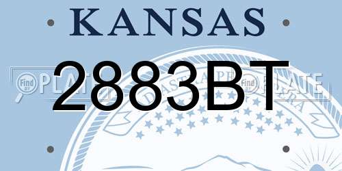 2883BT Kansas License Plate