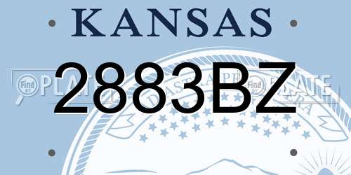2883BZ Kansas License Plate
