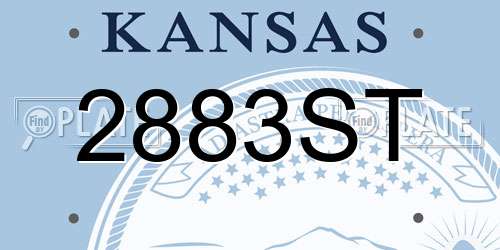 2883ST Kansas License Plate