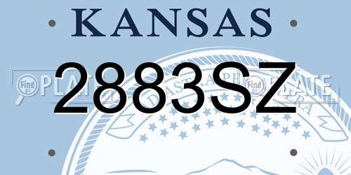 2883SZ Kansas License Plate