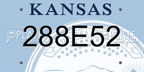 288E52 Kansas License Plate