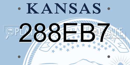 288EB7 Kansas License Plate