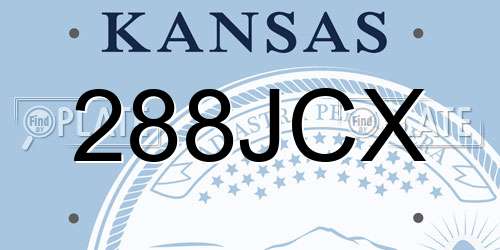 288JCX Kansas License Plate