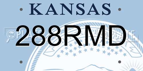 288RMD Kansas License Plate