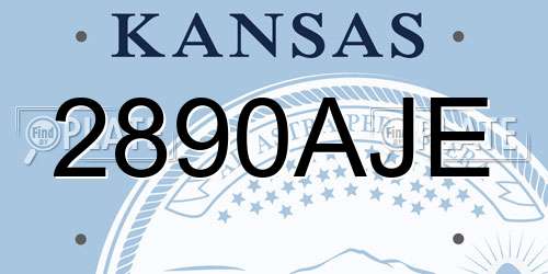 2890AJE Kansas License Plate