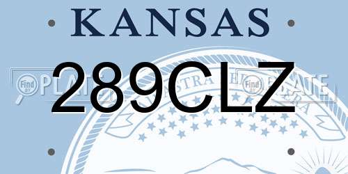 289CLZ Kansas License Plate
