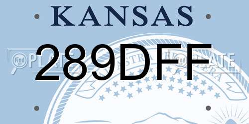 289DFF Kansas License Plate