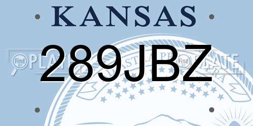 289JBZ Kansas License Plate