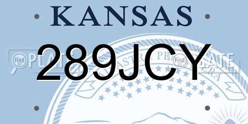 289JCY Kansas License Plate