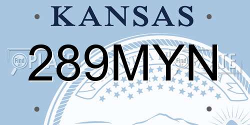 289MYN Kansas License Plate